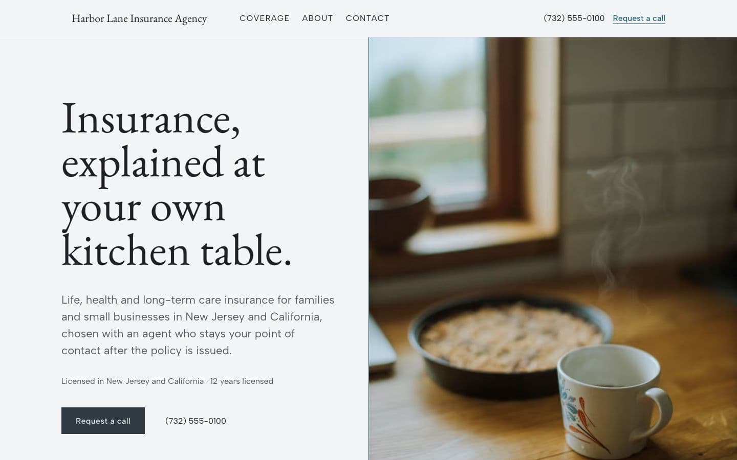 Sample agent, fictional: the Atrium template in the Slate theme on the Light ground, on a desktop.